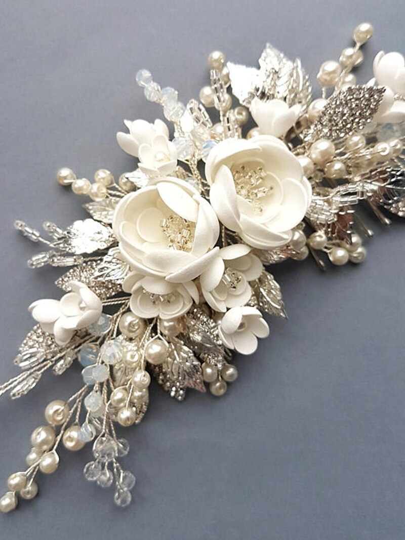 Hårpynt bryllup hår tilbehør blomstret hovedbeklædning romantisk blonde hårtøj blomst bryllup brud hår tilbehør brude