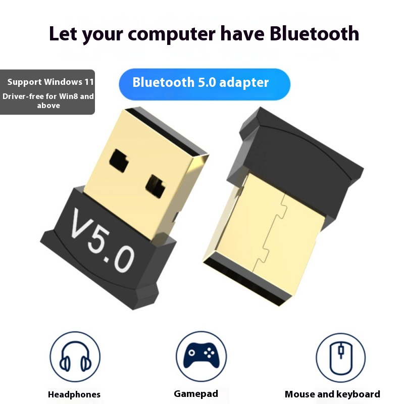 USB Bluetooth Adapter 5.0 Computer Wireless Bluetooth 5.0 Audio Receiver Transmitter Win8/10/11 Drive free