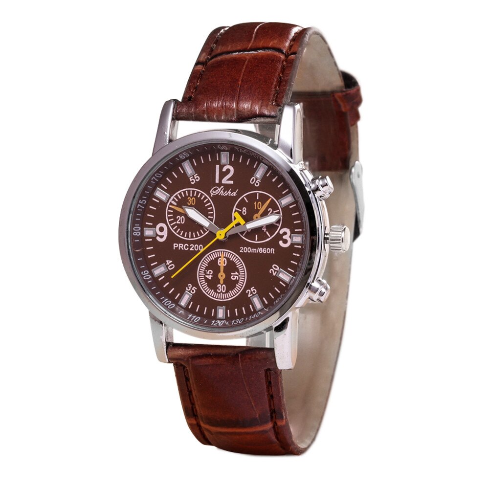 Man Horloge Blue-ray glas neutrale quartz simuleert pols epidermale Lederen Band horloge