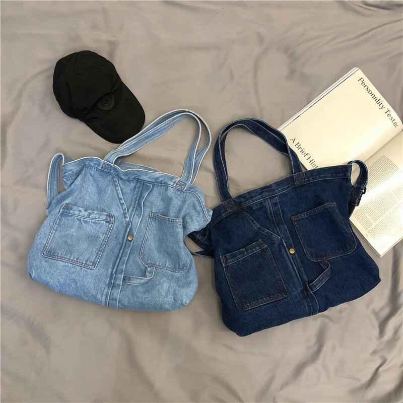 Denim Tas Meisje Grote Capaciteit Canvas Tas Vrouwen Messenger Bag Literaire Stijl Koreaanse Versie Van Tote Student schoudertas
