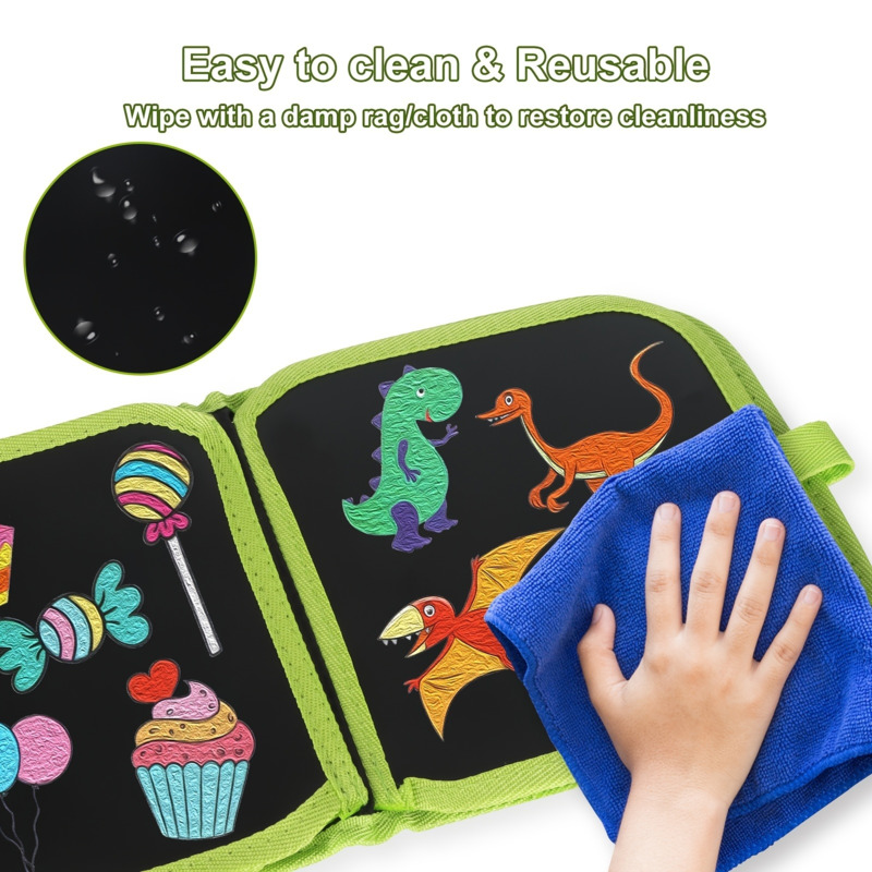 Libro de garabatos borrable, pizarra mágica reutilizable con bolígrafos, pintura para chico, juguete educativo Montessori, Kit para colorear de viaje DIY