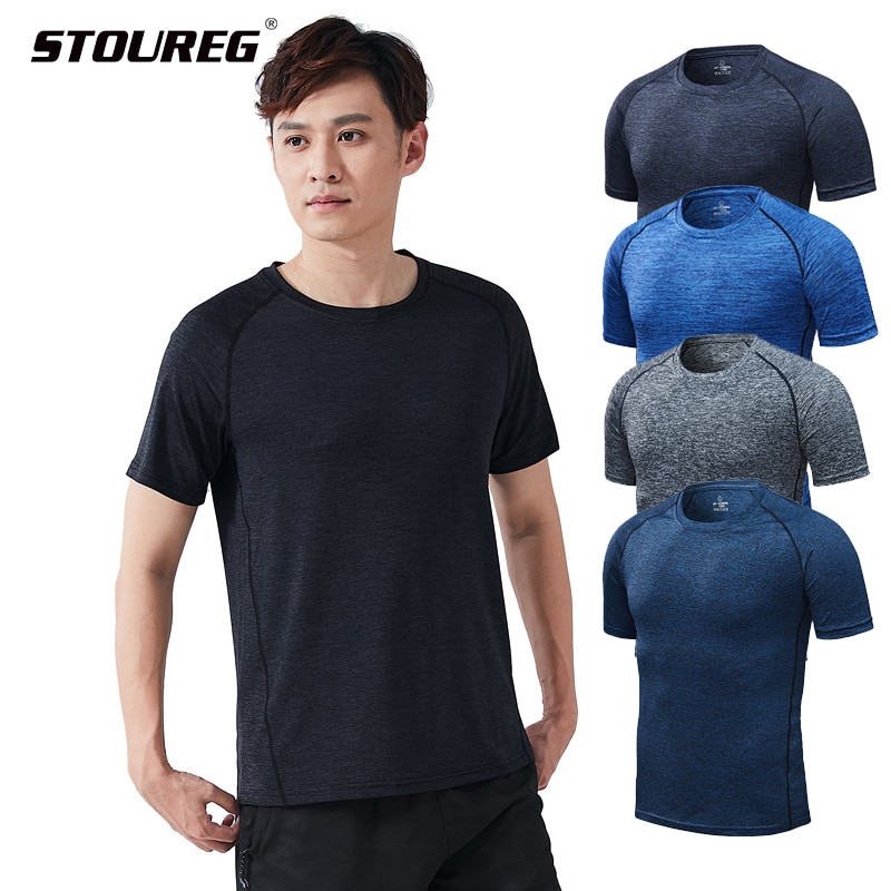 L-4XL Mens Running T-shirts Quick Dry Men Sport T Shirts Workout Gym Training Shirt Fitness Tops Running Sport Tees