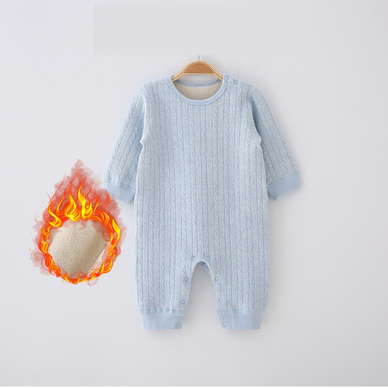 Baby rompers pyjamas kids clothes long sleeves children clothing brushed baby overalls blue children girl boys winter clothes: 9 month