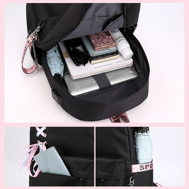 Backpack Black Ribbon Laptop Women Backpack Schoolbags For Teenage Girls Kids Bagpack Schoolbags For Children