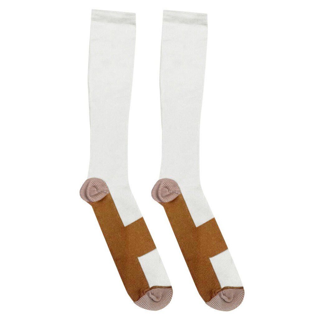Anti-Fatigue Compression Socks Unisex Foot Pain Relief Soft Miracle Copper Anti Fatigue Magic Socks Support Knee High Stockings: WH / XL