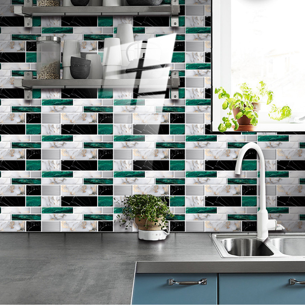 Pegatinas de azulejos de cristal de mosaico 3D, pegatina de pared contra salpicaduras, azulejos autoadhesivos de cocina, pegatinas de pared de baño, decoración del hogar impermeable
