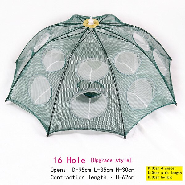 Newest Fish trap 4/6/6/12/10/16/20 Holes Automatic Folding Fishing Net Carp Shrimp Crab Baits fish Fishing Equipment: 16 Holes SJ