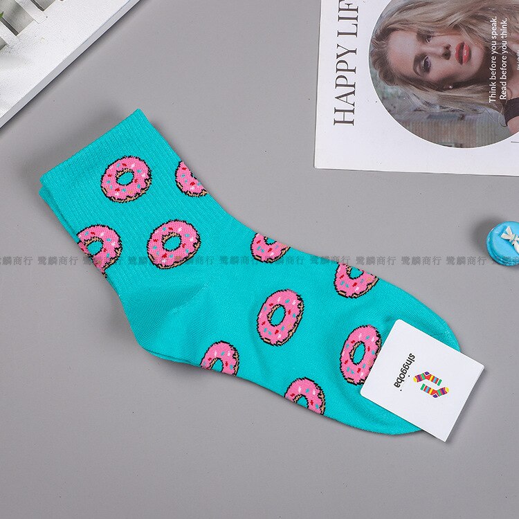 Nourriture femmes chaussette dessin animé femme chaussettes femmes décontracté coton Sox filles automne hiver à la hambourg frites Pizza Skarpetki: 5