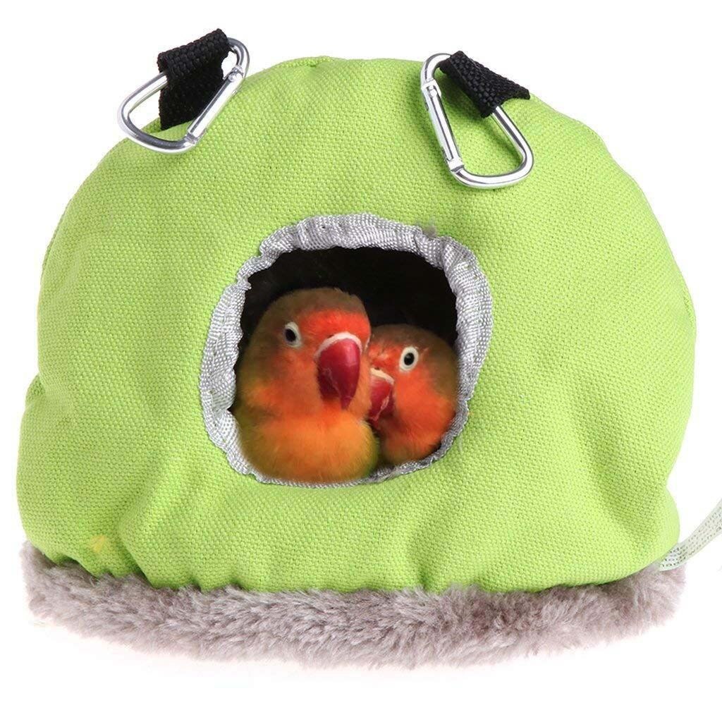 Warm Bird Bed House Hut Hanging Cage Plush Birds for Hamster Parrot #611: Green  / S
