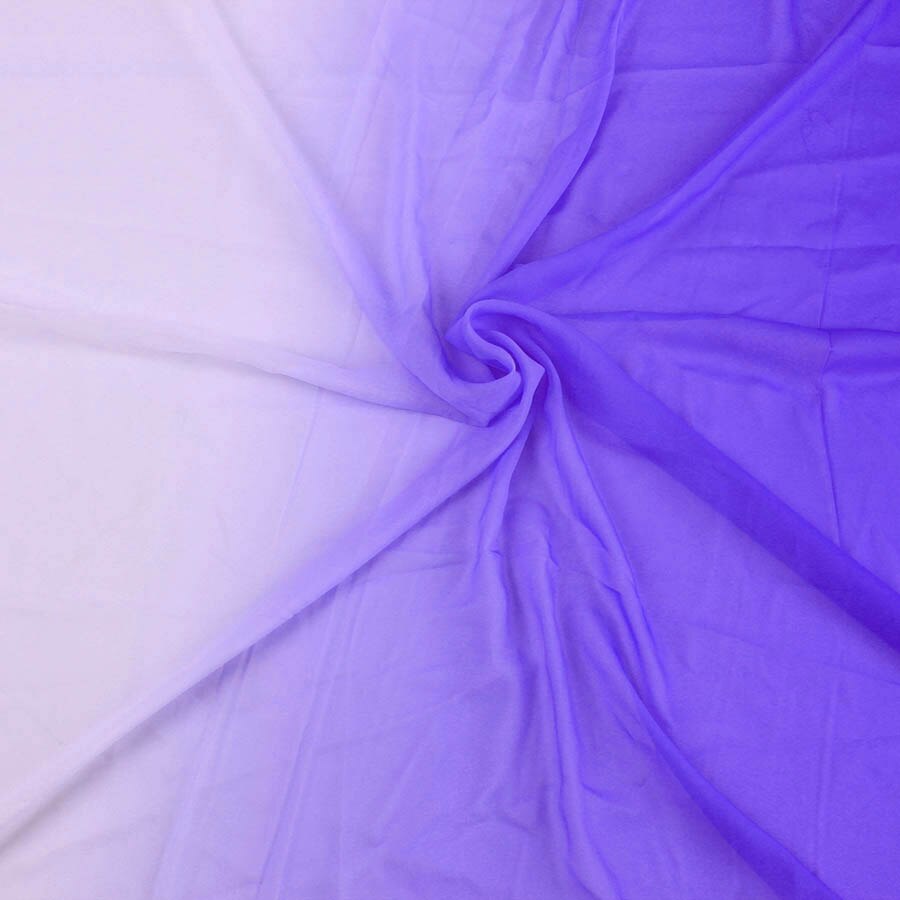Ombre Gradient Color Shade Fabric 100D Chiffon Draped Fabric for Wedding Gowns 145x50cm: BluePurple to White