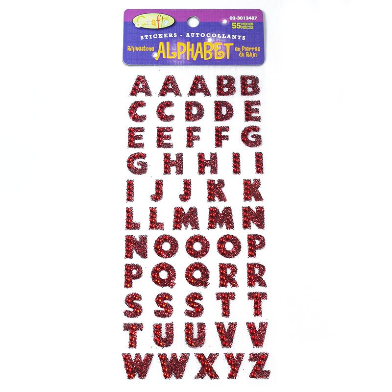 1 sheet Glitter Alfabet Strass Zelfklevende Scrapbooking Stickers Craft Accessoires DIY PC Telefoon Decor Letters Sticker: Red Alphabet