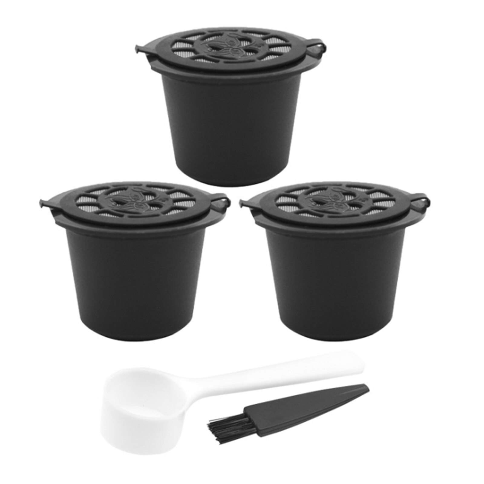 Filtres pour Capsules de café réutilisables, 3 pièces, dosette v, brosse en plastique, outil, fournitures de Capsules de café, accessoires de filtre, tasse: A1