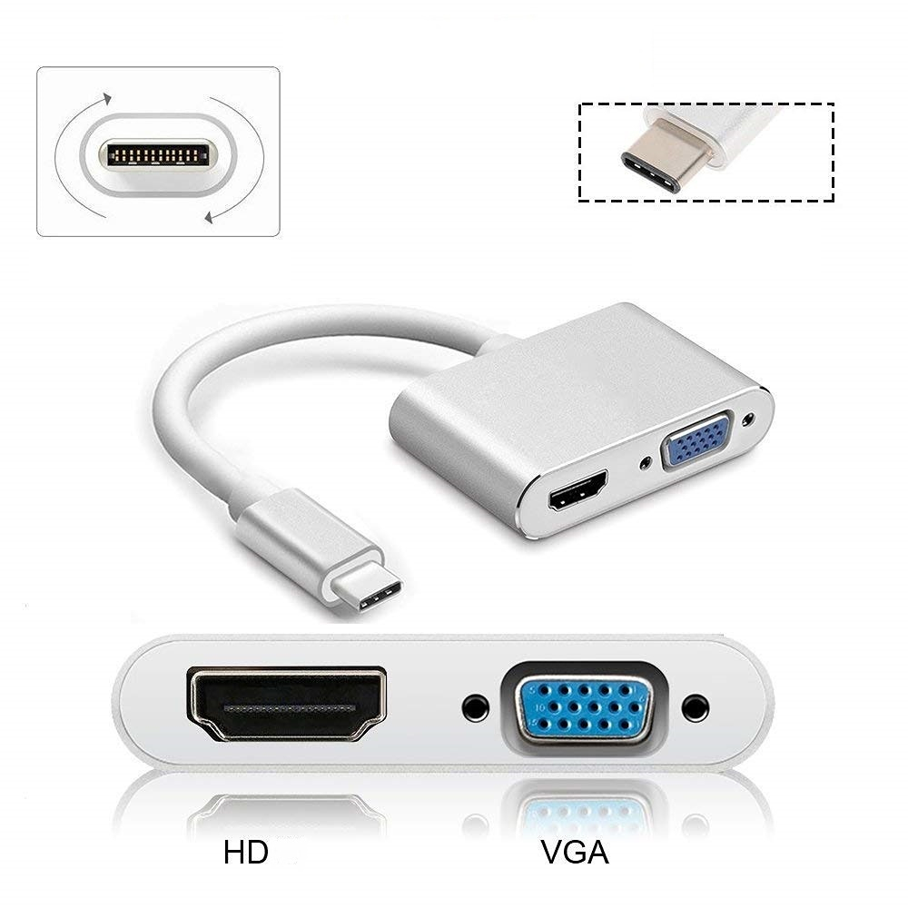 Usb-c thunderbolt -3 dockingstation type-c  to 4k hdmi-kompatibel 1080p vga-videoadapterkonverterkabel til macbook pc-skærm