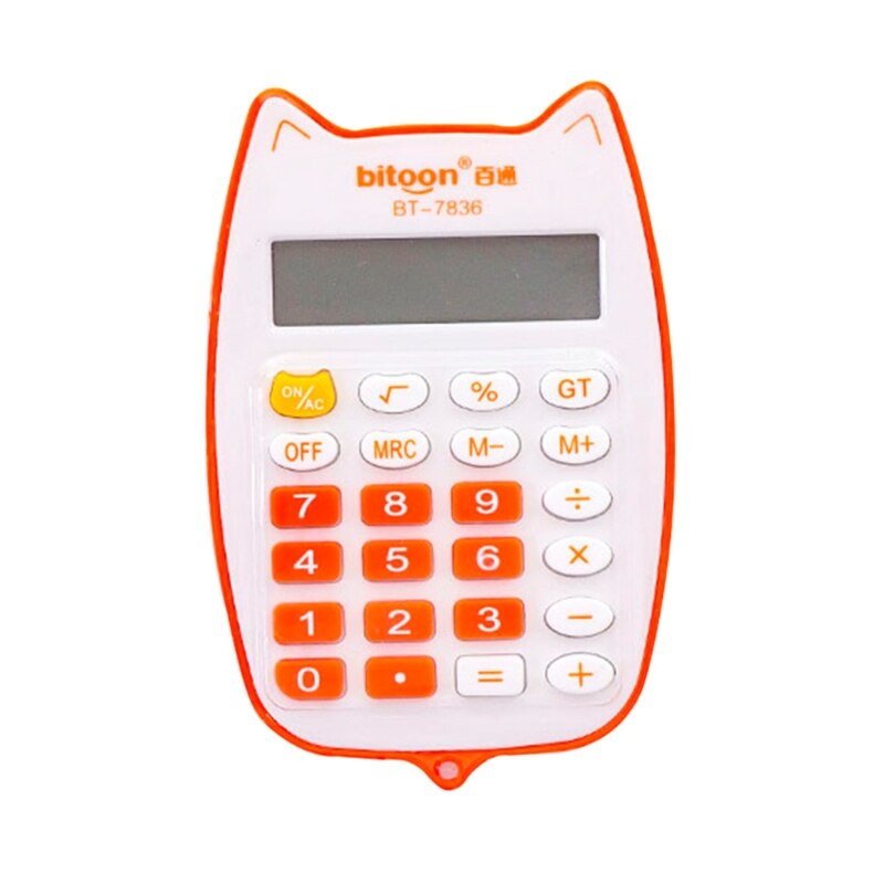 Cartoon Digital Scientific Calculator Mini Desktop Calculator with LED Display Handheld Desktop Calculator for Office Student: Orange