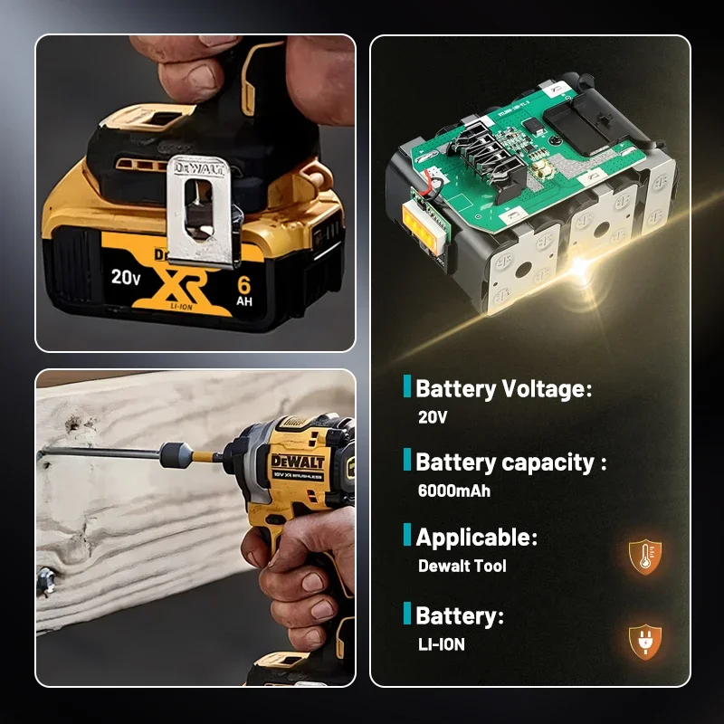 Original DEWALT battery, 20V-60V 6AH, 9AH rechargeable lithium-ion battery, DEWALT charger, DCB115, DCB118, DEWALT tool battery