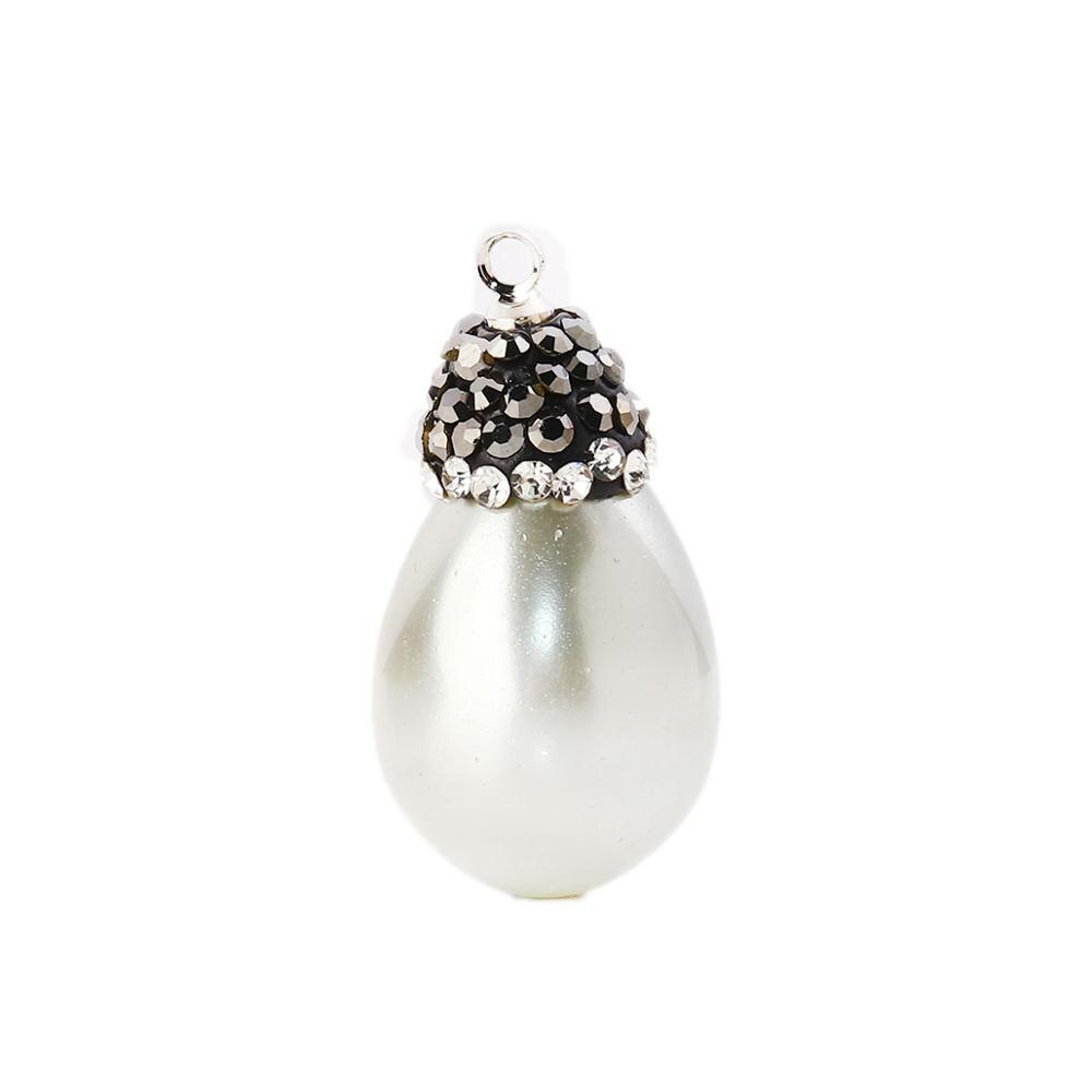 Colgantes de Micro encantos pavimentados de concha de Doreen Box, gota de agua Multicolor, diamantes de imitación transparentes, perlas de imitación, accesorios de joyería, 1 pieza: Gray