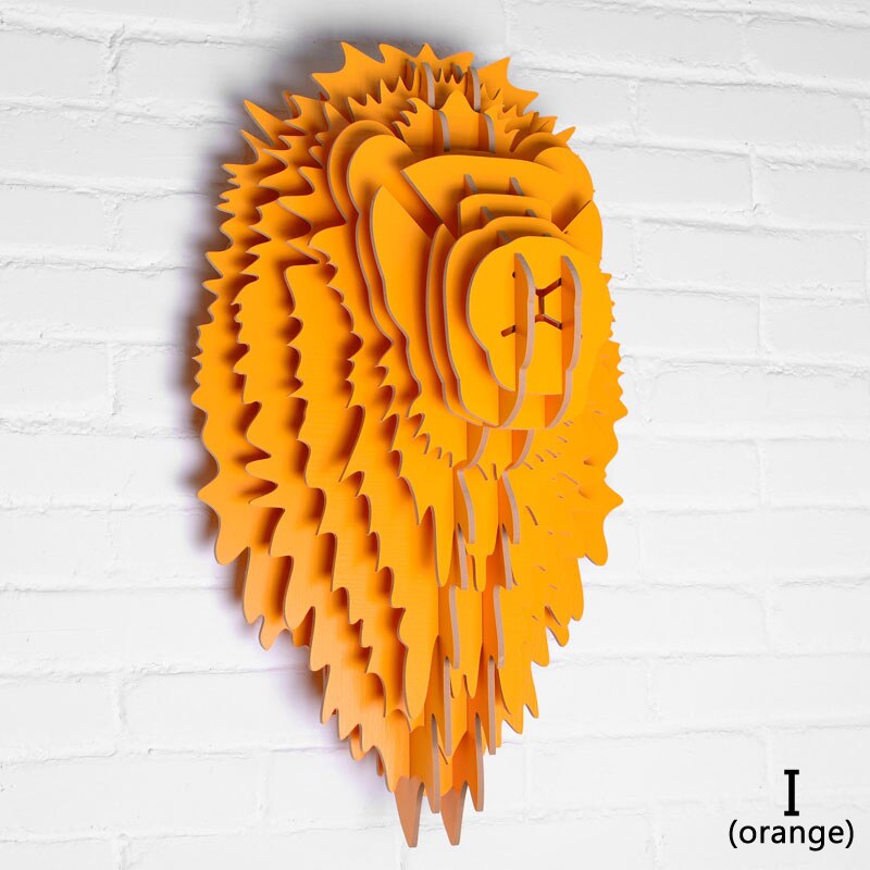 Nordic Stijl Woondecoratie Hout Leeuwenkop Muur Opknoping Voor Art Wanddecoratie Hout Dieren Hoofd Ambachten Voor Moderne Thuis Decor: I Orange