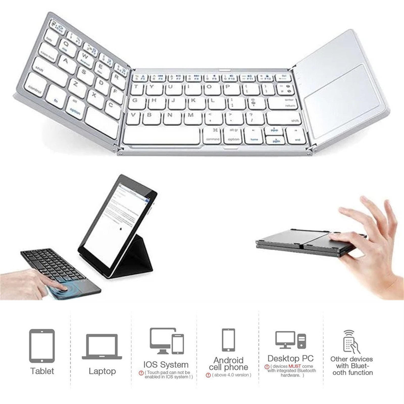 Foldable Wireless Bluetooth Keyboard Touchpad Portable UltraSlim Wireless Keyboards For PC Laptop Tablet Mobile Phone клавиатура