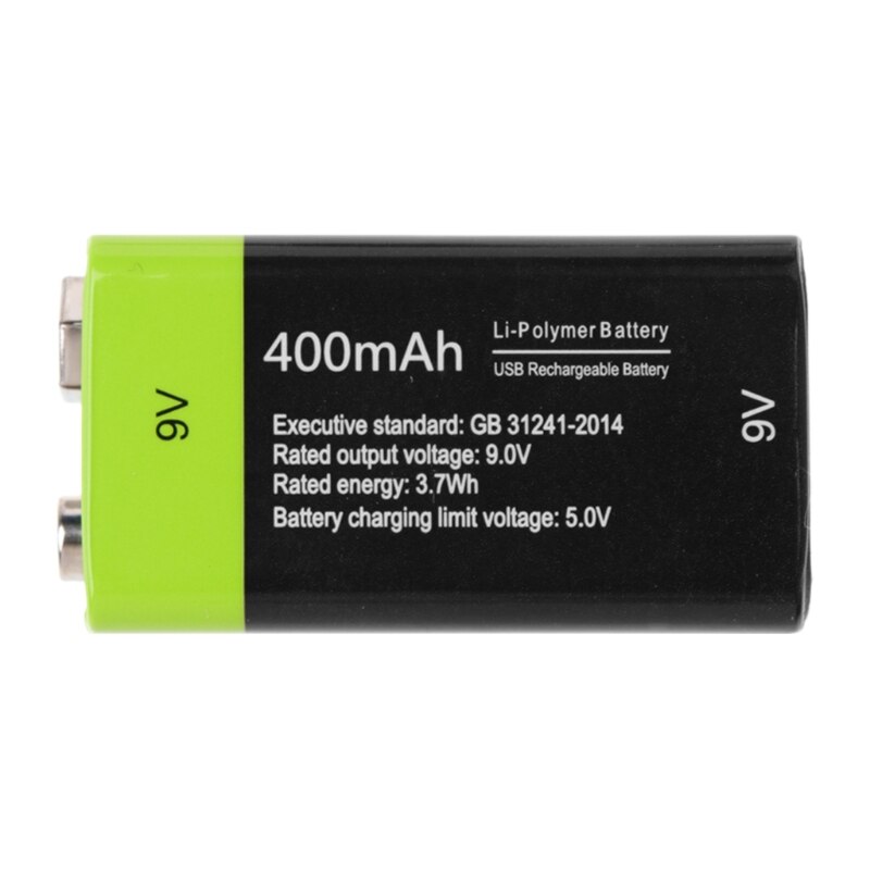 9V 400mAh USB Rechargeable 6F22 Lipo Battery for Multimeter Microphone Remote PXPE