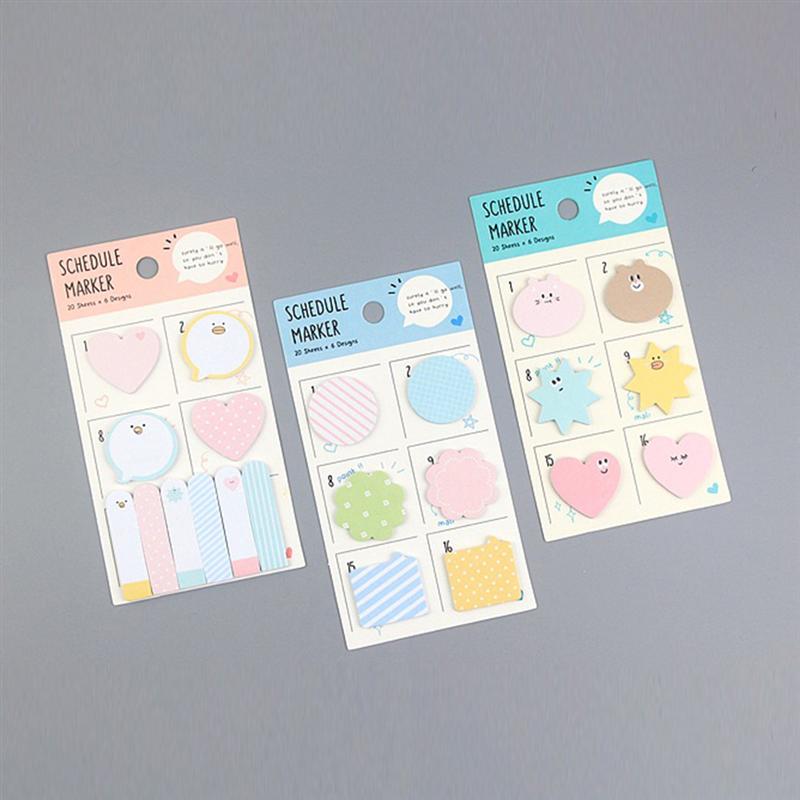 3pcs Schedule Marker Memo Pads Marker of Page Sticky Notes Message Sticker School Office Supply Stationery (Random Pattern)