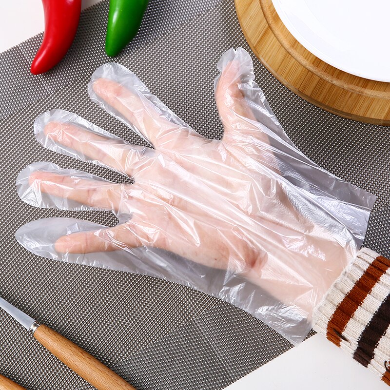 Guantes desechables de plástico para el hogar, manoplas multifuncionales para restaurante, barbacoa, 100 unids/paquete