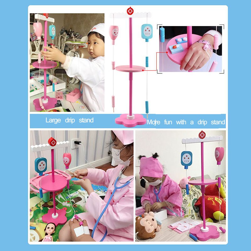 Juguete médico de madera para niños, juego de simulación de inyección, juego educativo