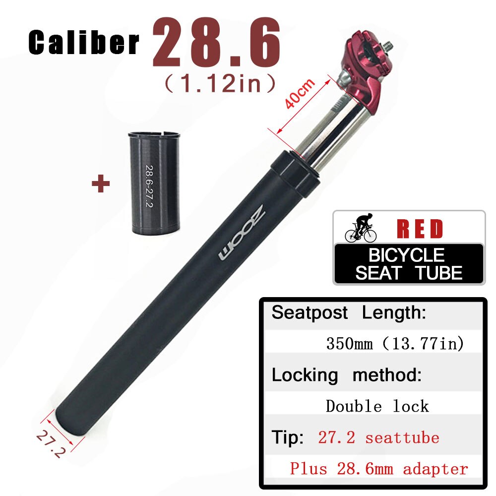ZOOM Bike Sattelstütze MTB Schock Absorbieren Alu Berg Fahrrad Rohr Suspension Sitz post 27,2 28,6 30 30,1 30,8 30,4 30,9 31,6 33,9 MM: 28.6 Red
