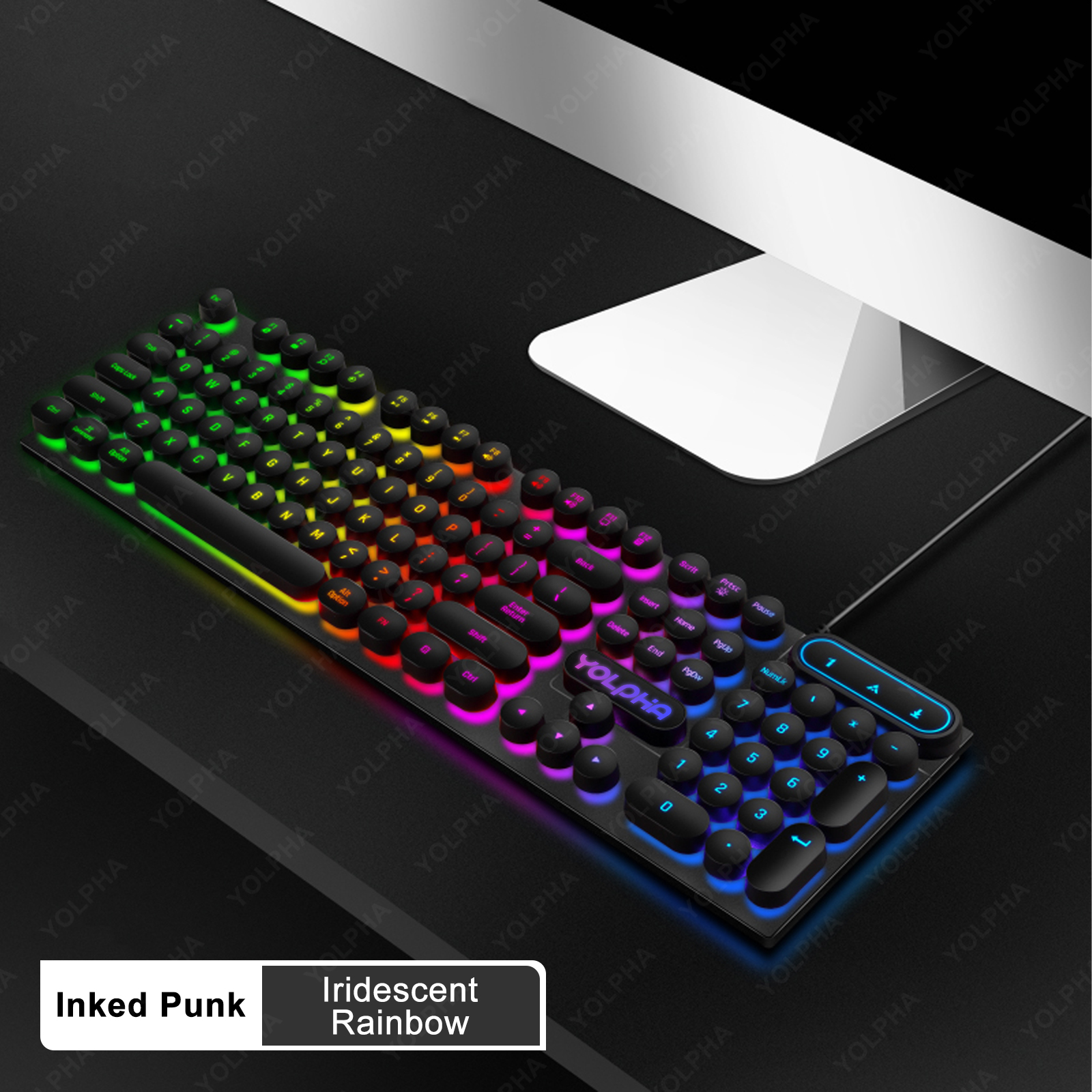 104 toetsen Mechanisch gamingtoetsenbord USB Bedraad RGB-achtergrondverlichting Ademhalingslicht Ergonomisch toetsenbord voor pc Computer Laptop Gamers Kantoor: Black