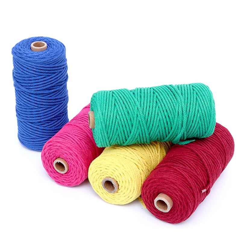 3mm 100m Twisted Natural Cotton Cord Rope String DIY Macrame Artisan Hand Craft