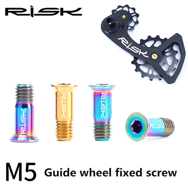 Risiko 2 stk  m5*14.2mm sykkel bakgir bolt titan bolt jockey hjul bolt deler mtb sykkel girskifter guide rulle bolt skrue