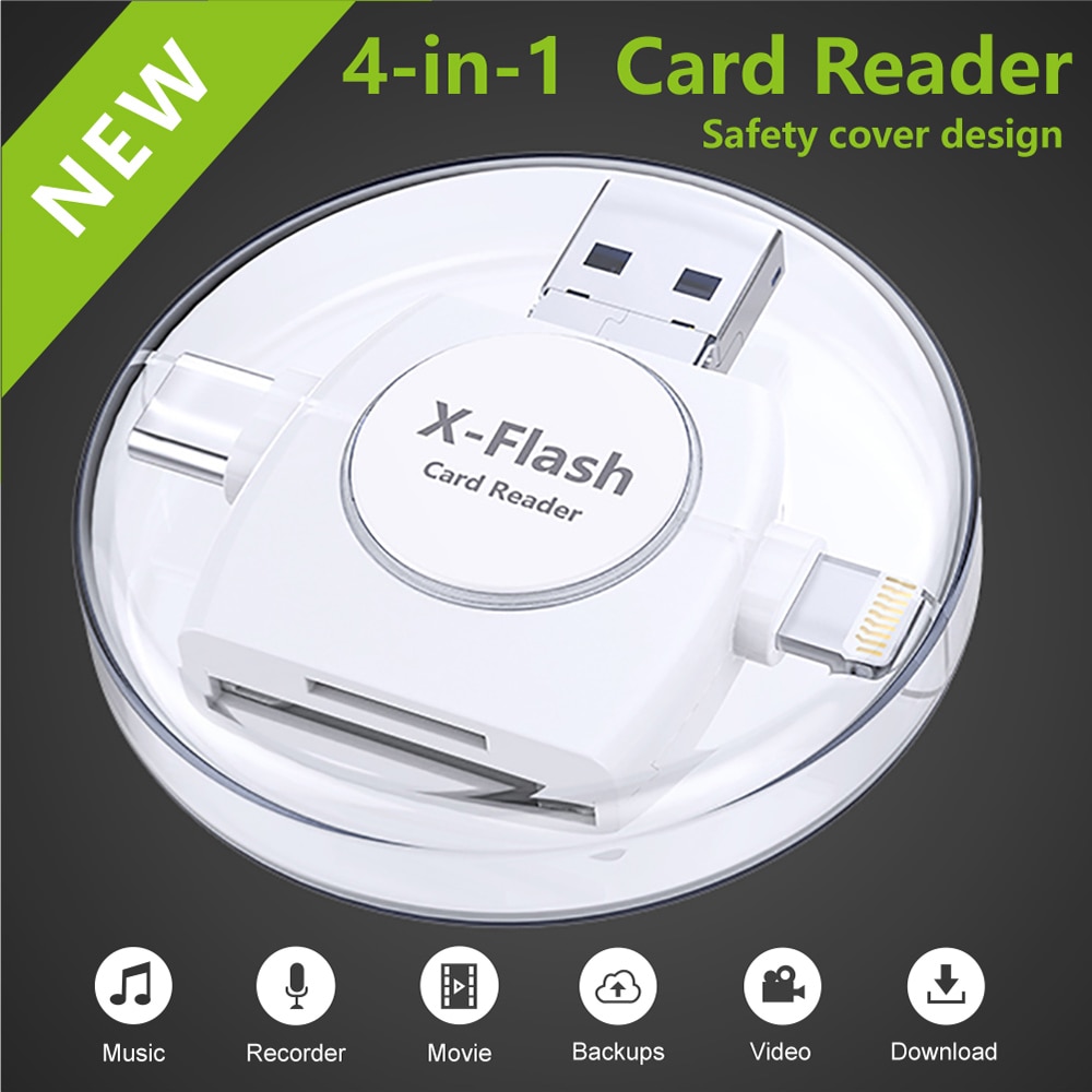 4 In 1 Card Reader USB Type-C Micro USB Lighting H... – Grandado