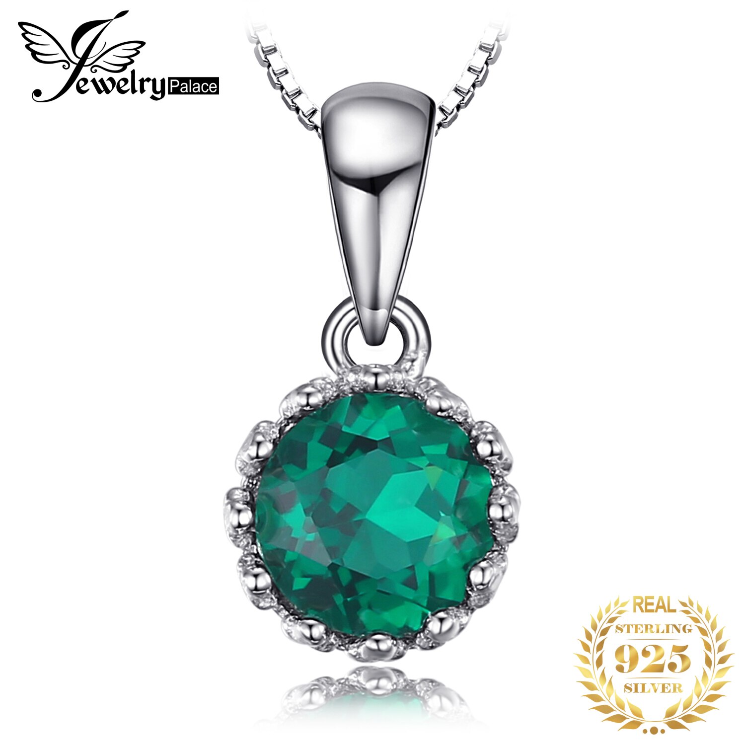Jewelrypalace Ronde Gesimuleerde Nano Emerald 925 Sterling Zilveren Hanger Ketting Voor Vrouwen Mode Edelsteen Sieraden Zonder Ketting