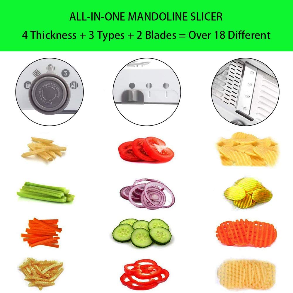 Mandoline Slicer 18 Types Adjustable Vegetable Juliennes Mandolin Cutter Stainless Steel Safe Blades Choppe