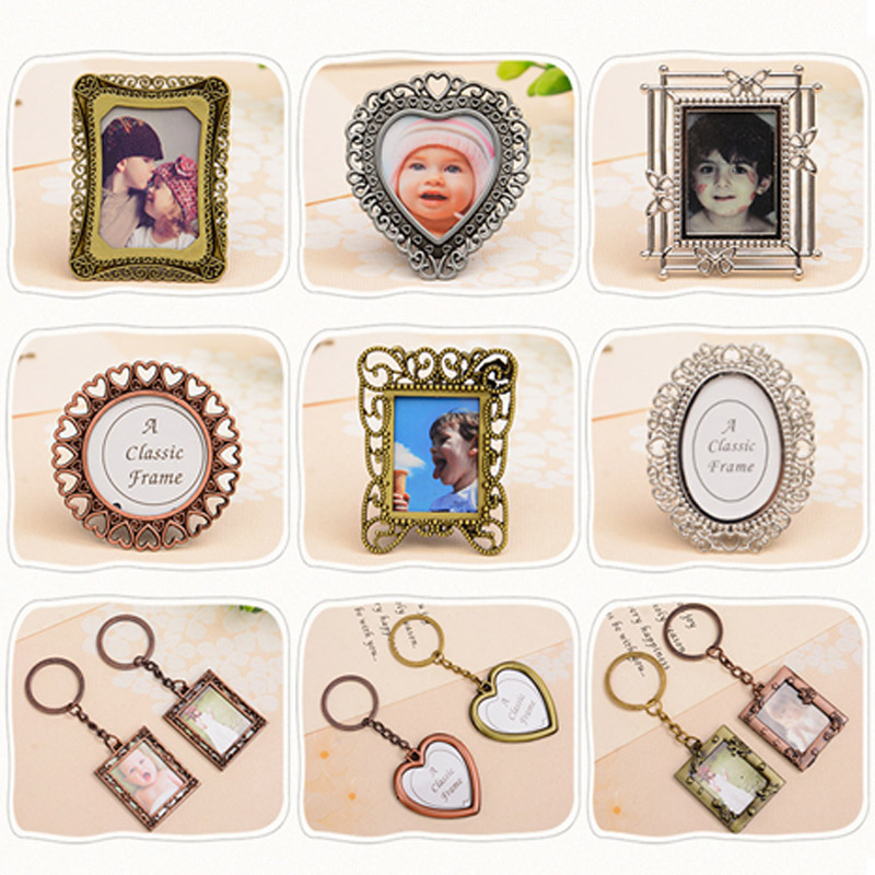 Mini marco de fotos europeo de Metal Retro, llavero de aleación para niños, marcos de estudio fotográfico, , decoración de escritorio, marcos de pintura