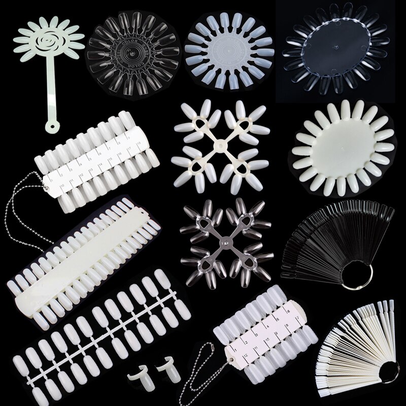 Feivielle 17 optionele tips voor valse nagels kleurenkaart oefendisplay tools transparante witte gesp ring manicure nagelkunsttool