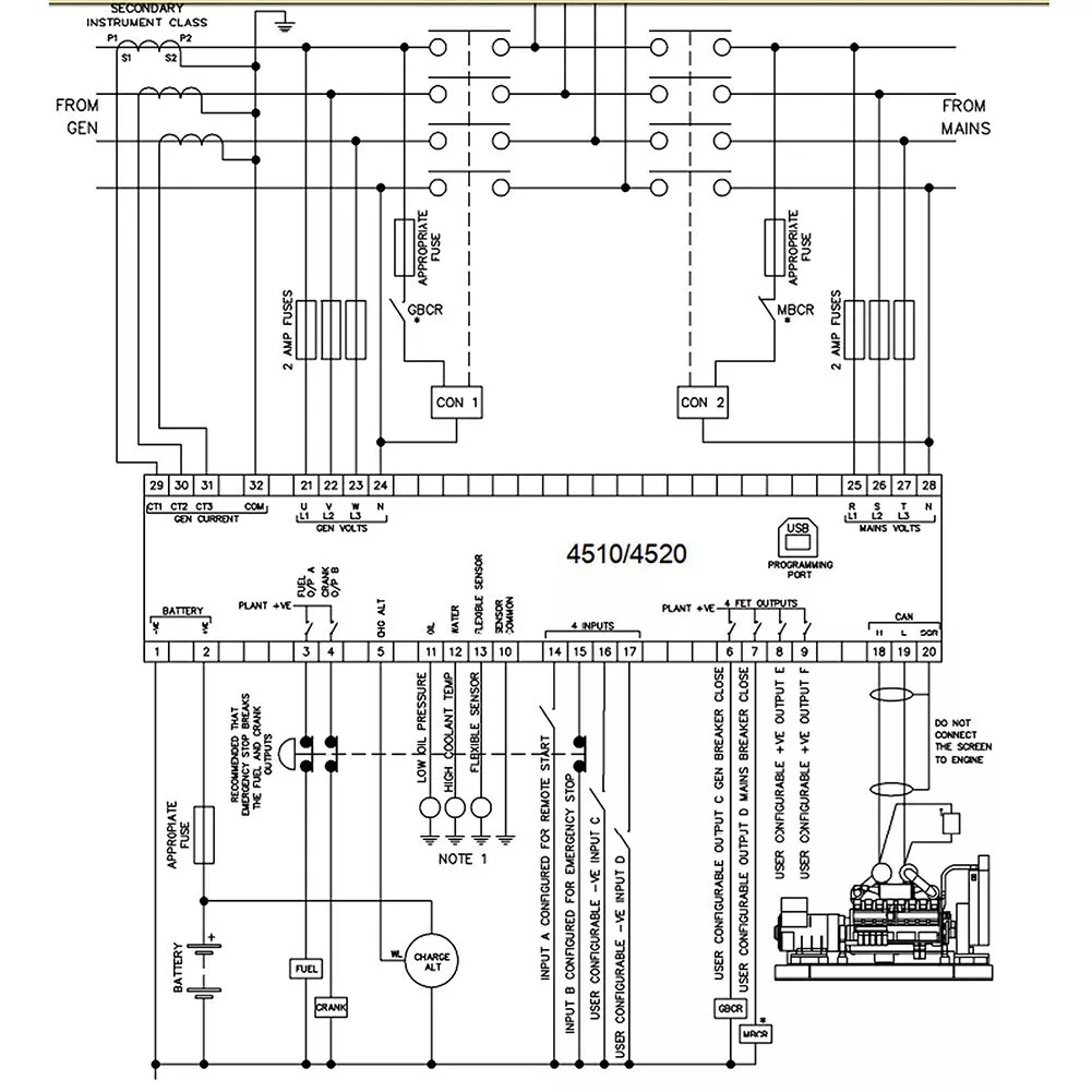 DSE4520 Generator Controller MKII Auto Start Stop LCD Display Mains Failure Control Module AMF Controller Panel Diesel Generator