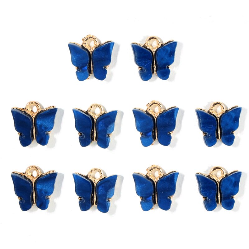 JJFOUCS 10Pcs/set Color Mixing Butterfly Cute Acrylic DIY Animal Pendant Handmade Jewelry For Necklace Bracelet Anklet Earring: 000103NB