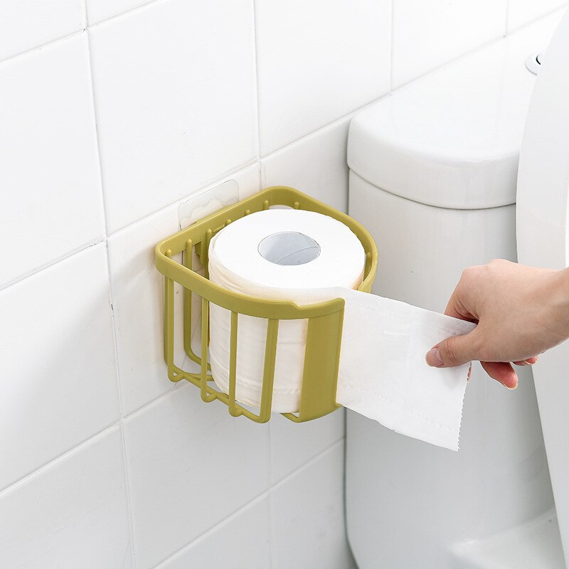 Porte-papier adhésif mural sans perçage, pour salle de bain, boîte à rouleaux de papier toilette
