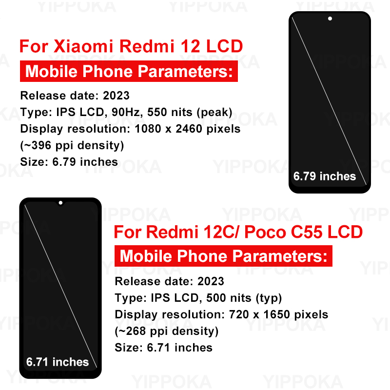Rn86i für xiaomi redmi 12c lcd poco c55 Anzeige touchscreen Digitalis ierer für redmi 12 Anzeige rn02a lcd ersatzteil