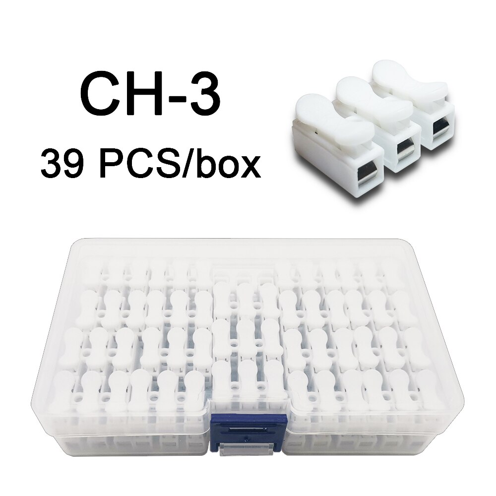 Mini Fast Boxed Wire Connector SPL-2/3/4 SPL-42/62 Compact Conductor Spring Wiring Connector Conductor Push-in Terminal Block: CH-3 39PCS