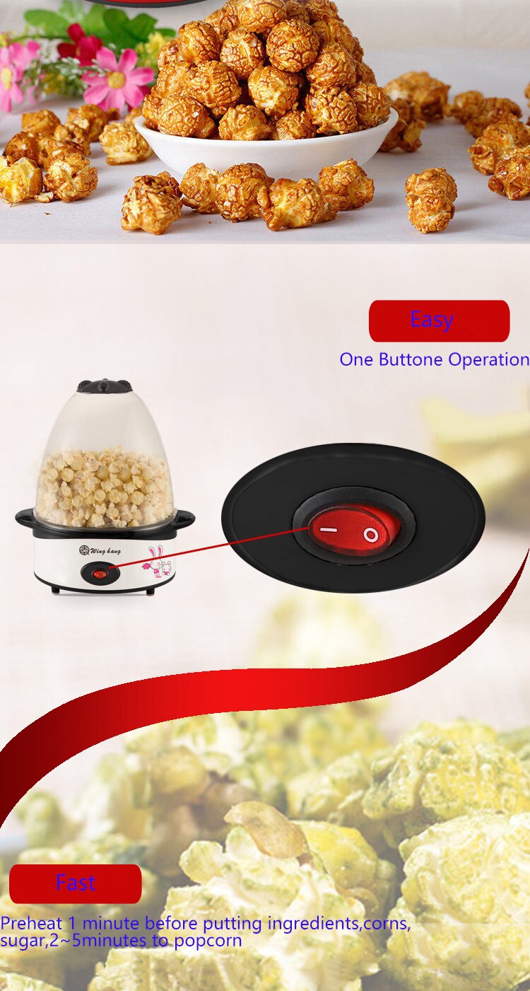 Easy Operate Popcorn Machine Mini Family Popcorn Maker Easy Clear Food Grade Cover