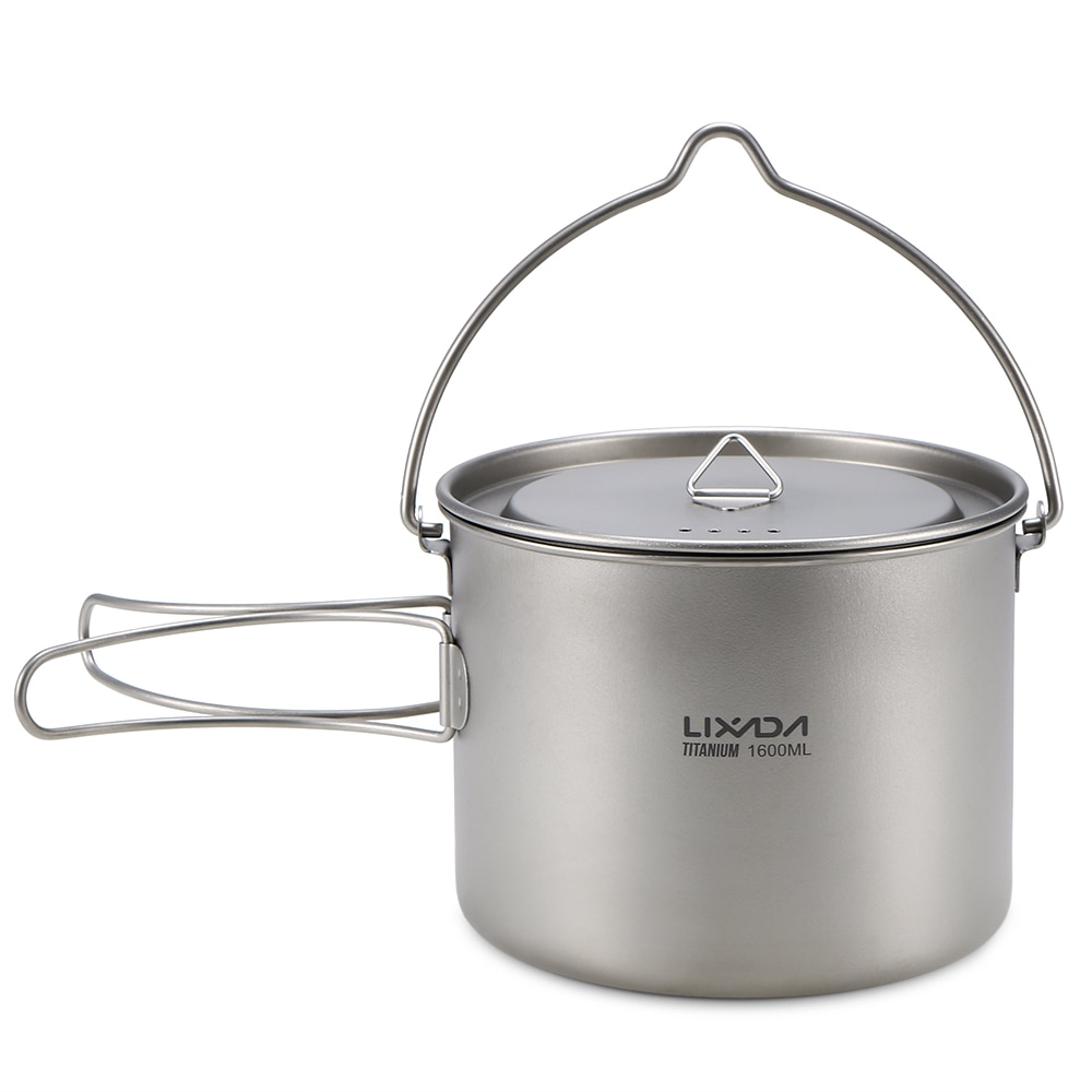 Lixada Ultralight Titanium Cup Mug Portable Hanging Pot Outdoor Camping Picnic Water Mug Cup Tableware Cookware with Lid