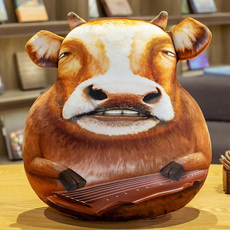 Maak vreemde parodie rundersimulatie kussen oud vee eet jong gras opschep kussen voor leunen leeftijdscategorie modelnummer vulling: A