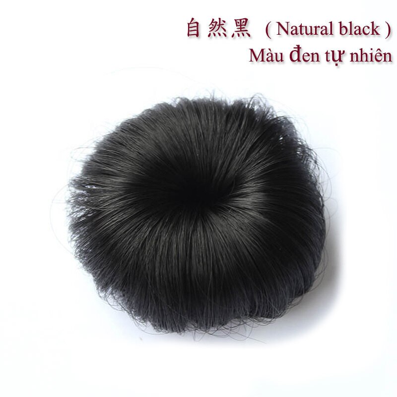 Peluca de cabello de tendencia de chicas, horquilla con cabeza de bola de bebé para niña, estilo exterior, Clip pequeño moño sintético para cabello blanco: natural black