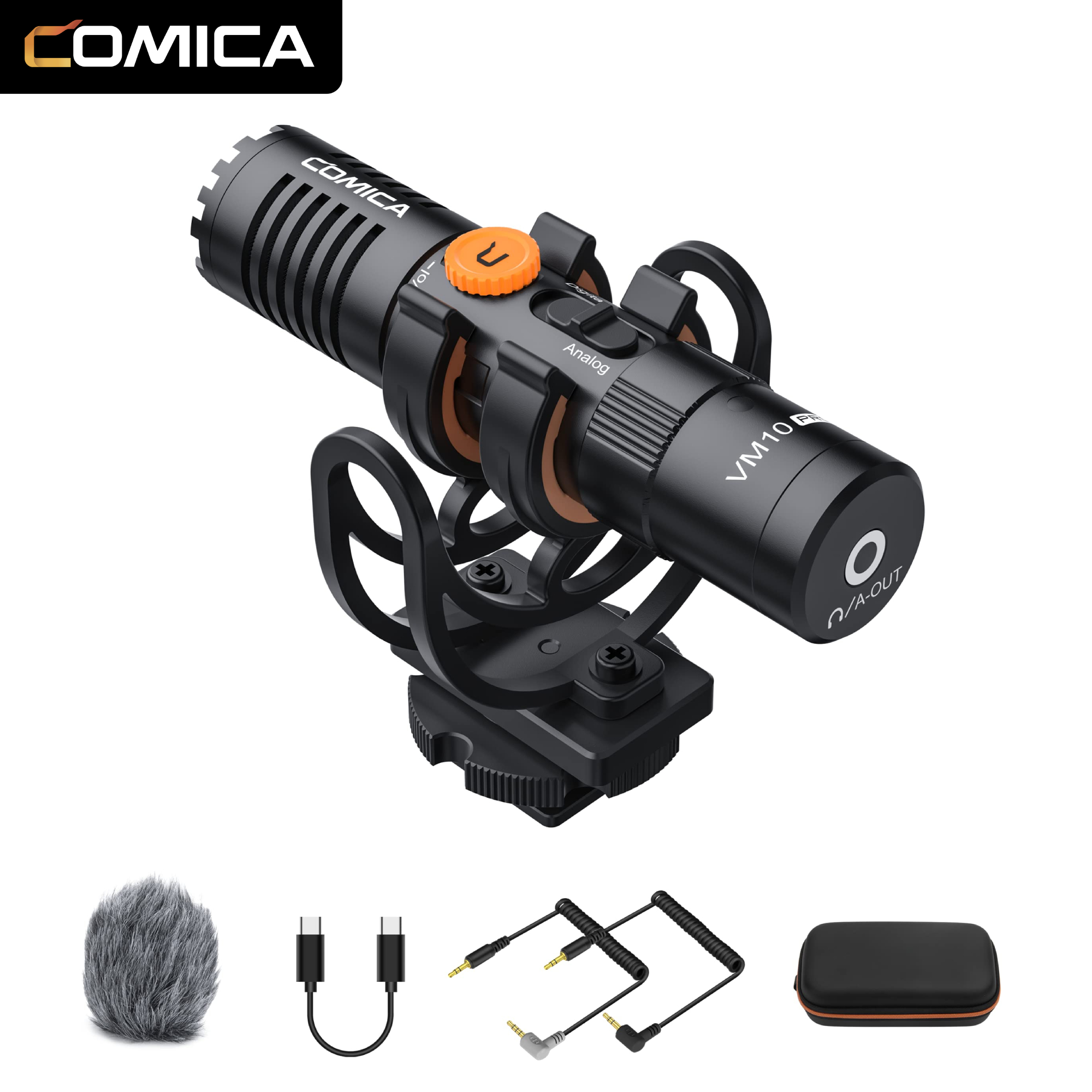 Comica VM10 PRO Video Microphone with Shock Mount,Gain Control and Deadcat for iPhone Android