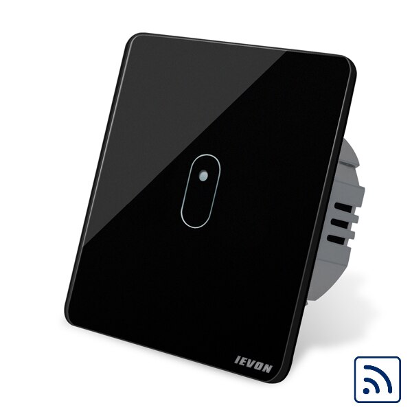 2 Gang remote control light Switch, black Glass Wireless remote control Switch, EU wall light switch touch remote control switch: black RF 1 gang