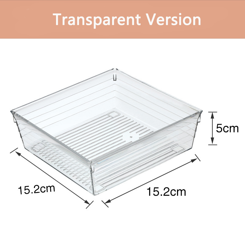 Clear Drawer Organizer Transparent Drawer Divider Storage Box Bins Case for Utensil Cosmetic Groceries Kitchen Tableware: Orange