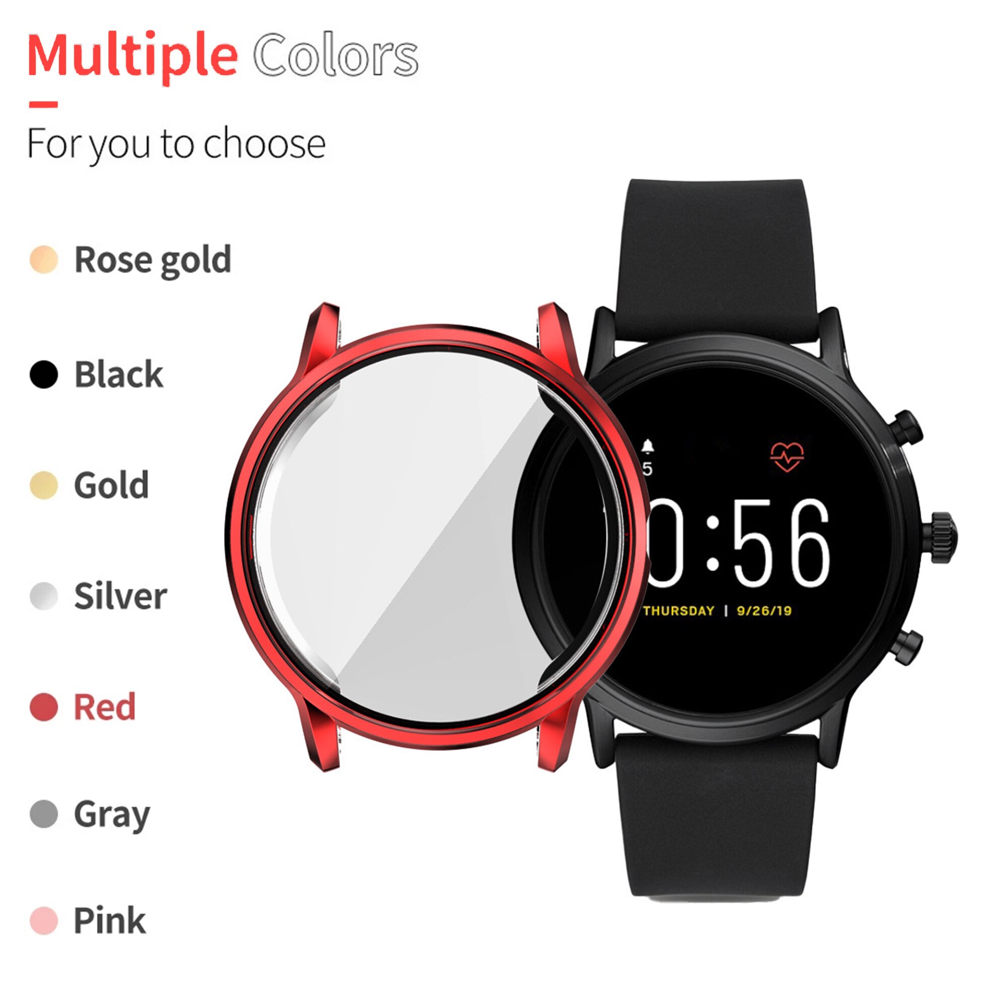 Tencloud Protective Case For Fossil Gen 5 Carlyle Soft TPU Protector For Gen 5 Carlyle Full Screen Cover Bumper Anti-shock Shell