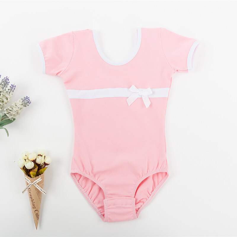 Cotton Short Sleeves Girls Leotards Ballet Dance Bodysuit Kids Gymnastics Dance Leotard pink black Ballerina Outfit