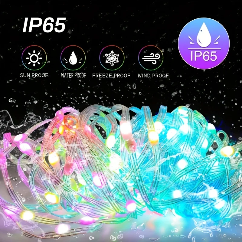 Rgb-ic led-lyslenke usb bluetooth og fjernkontroll  ws2812b lyslenker vanntett julegirlander til hjemmet bryllupsfestdekor